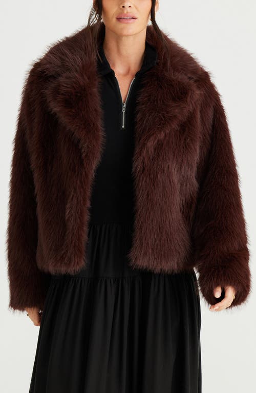 Brave+True Bertoli Faux Fur Jacket in Chocolate 