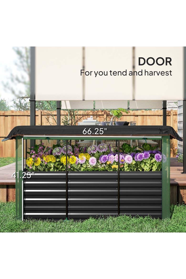 Raised with Crop Cage Plant Protection Net and Shade Cloth Roof,  Garden Bed, Alternate, color, Dark Gray