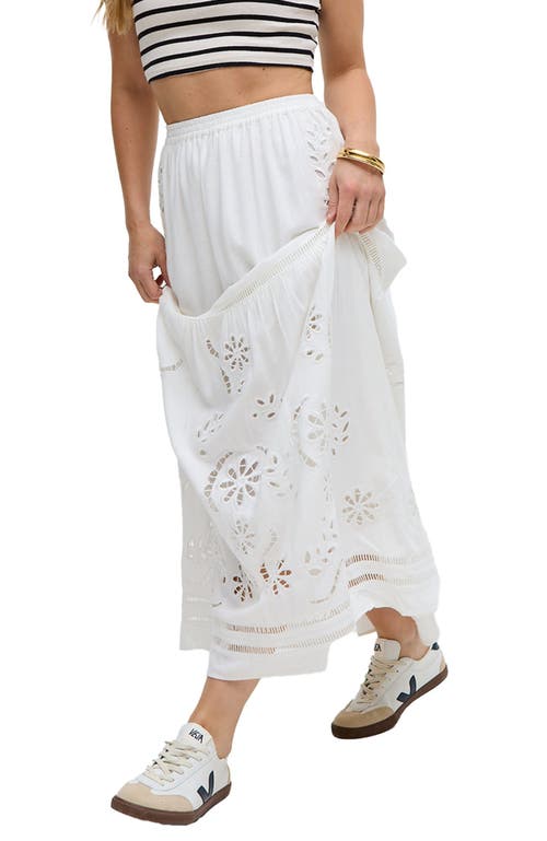 Raffya Georgina Lace Paneled Maxi Skirt In White
