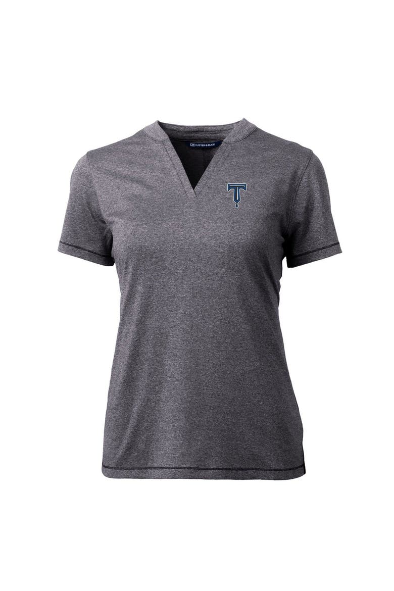 Women's Cutter & Buck  Heather Charcoal Tulsa Drillers Forge DryTec Heathered Stretch Blade Top, Alternate, color, Heather Charcoal