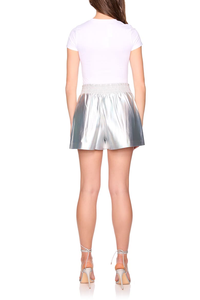 Pleat Front Iridescent Faux Leather Shorts, Alternate, color, IRIDESCENT