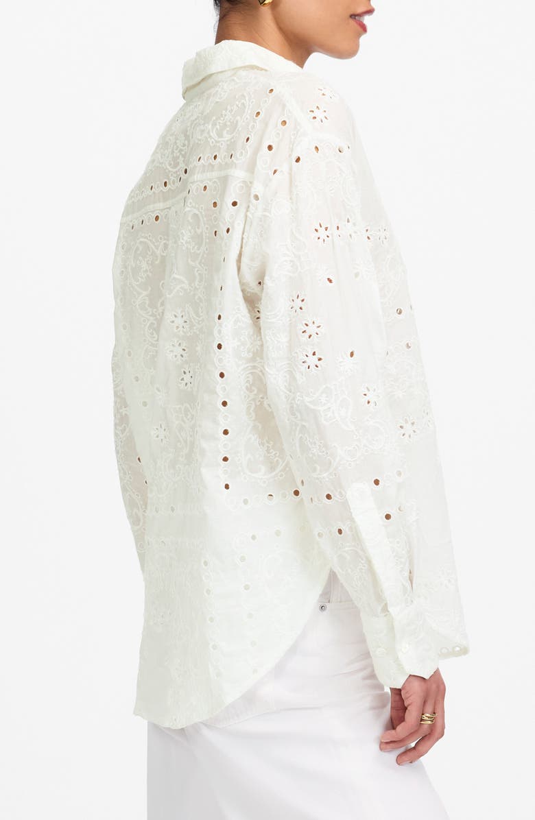Madewell Eyelet Oversize Button-Up Shirt, Alternate, color, White
