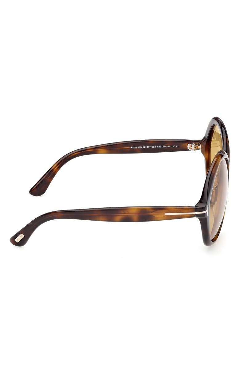 TOM FORD Annabelle 60mm Gradient Round Sunglasses, Alternate, color, Shiny Dark Havana/ Eco/ Vicuna