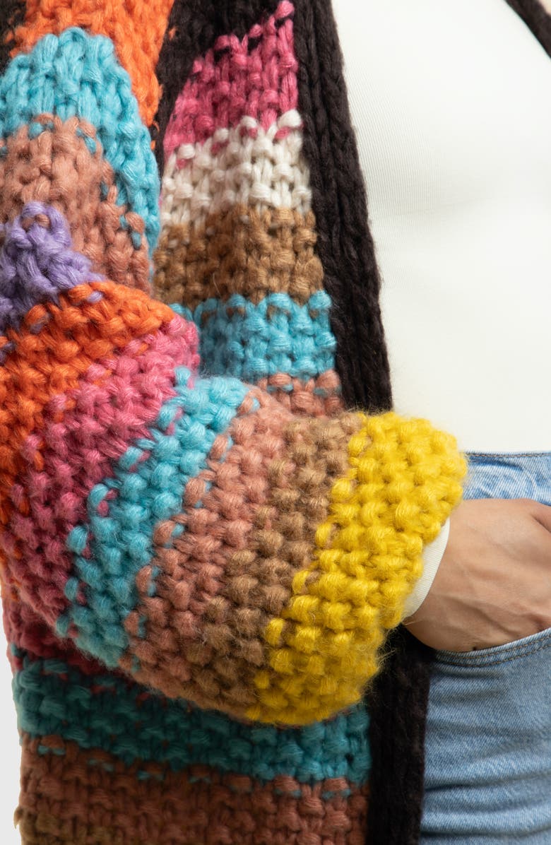 SAACHI Mayflower Stripe Crochet Cardigan, Alternate, color, Multi