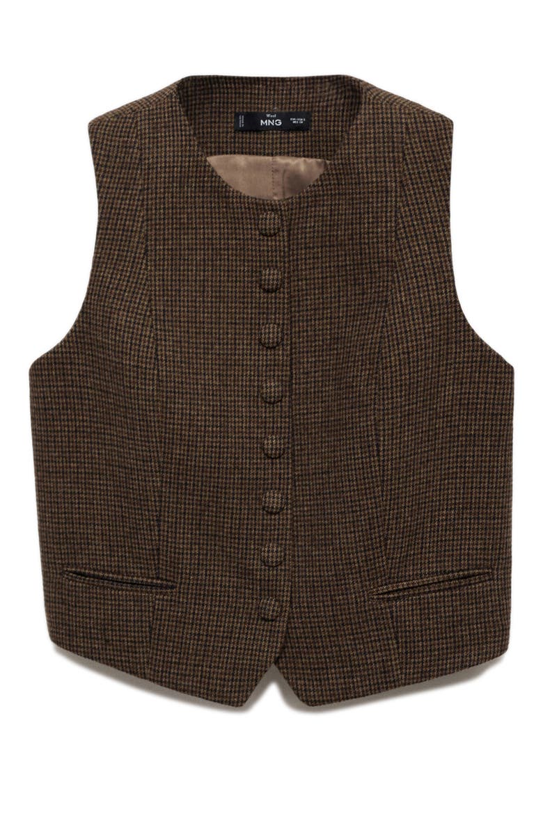 Nimes Microcheck Waistcoat, Main, color, BROWN