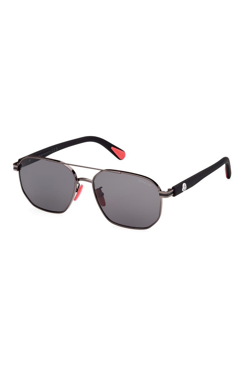 56mm Aviator Sunglasses, Alternate, color, SHINY GUNMETAL / SMOKE