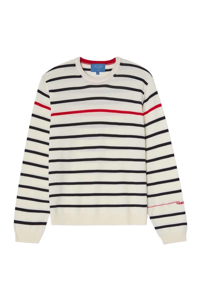Cooke Engineered Stripe Sweater, Alternate, color, White and Navy