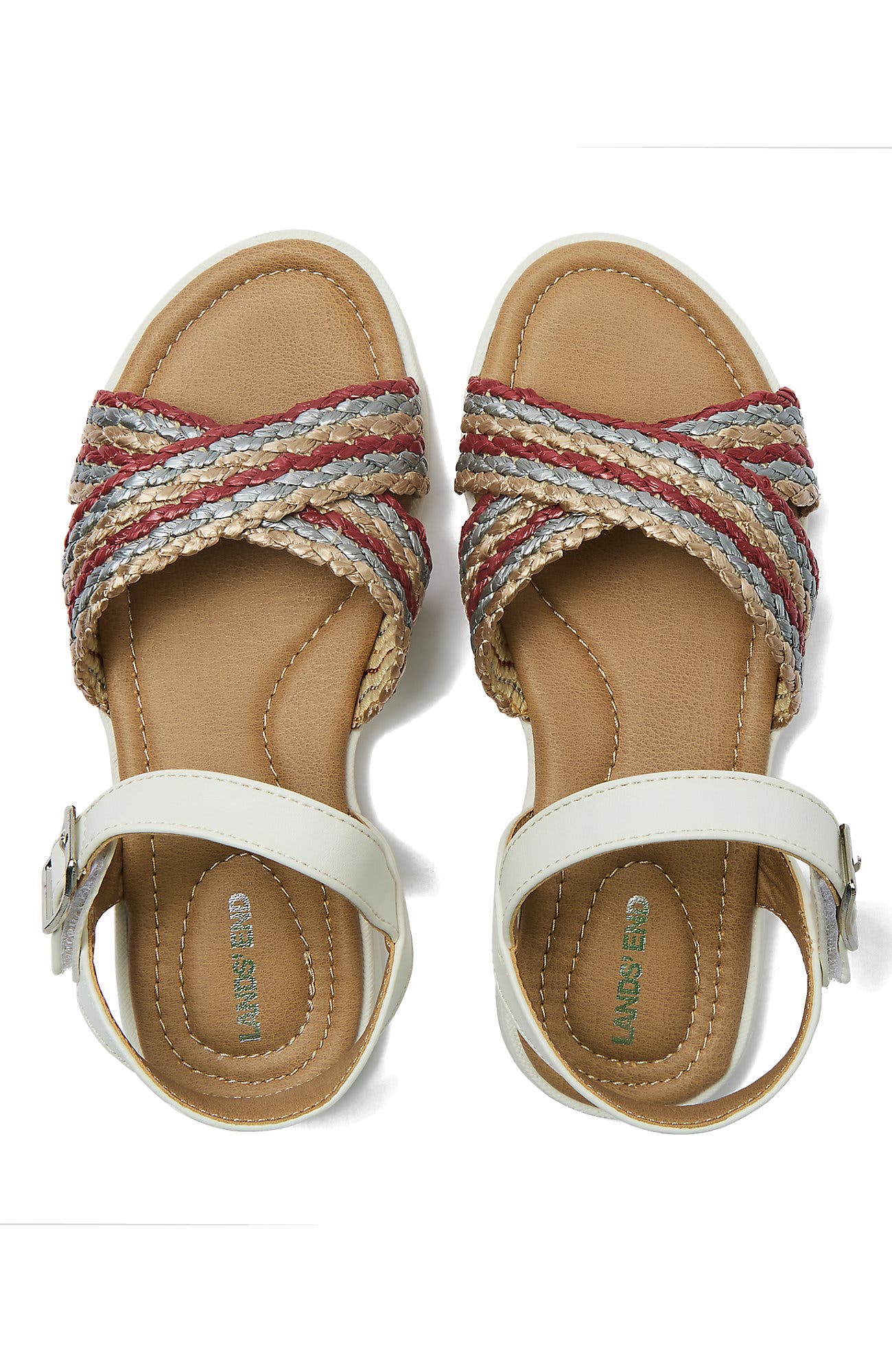 Kids Braided Easy On Dress Sandals, Alternate, color, Multi/White