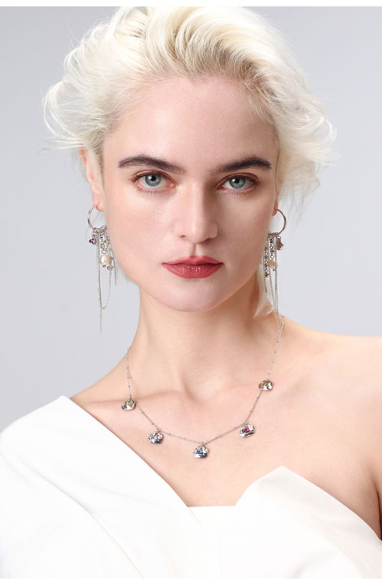 Classicharms Iris Colored Cubic Zirconia Charms Necklace, Alternate, color, Silver