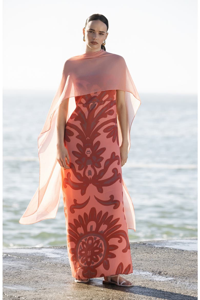 Elia Tubi Strapless Shawl Dress, Alternate, color, Elia Rose