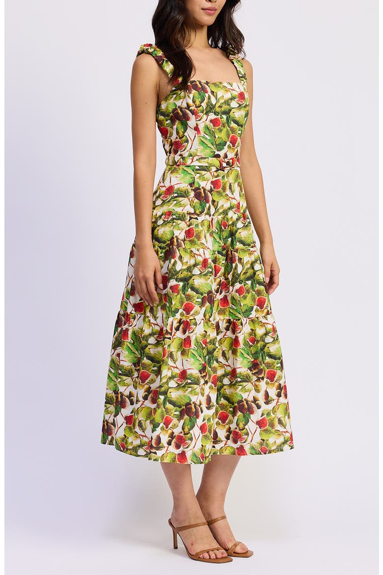 Scottie Fig Print Cotton Blend Midi Dress, Alternate, color, WHITE RED OLIVE