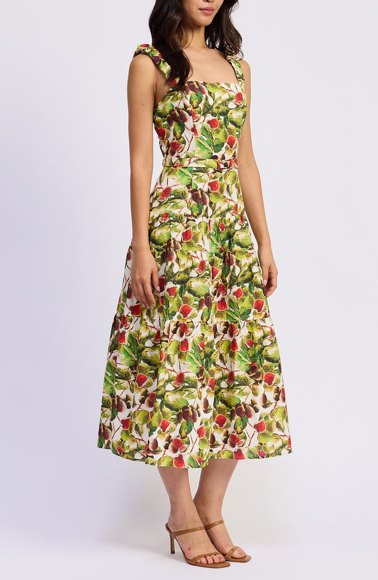 En Saison Scottie Fig Print Cotton Blend Midi Dress, Alternate, color, White Red Olive