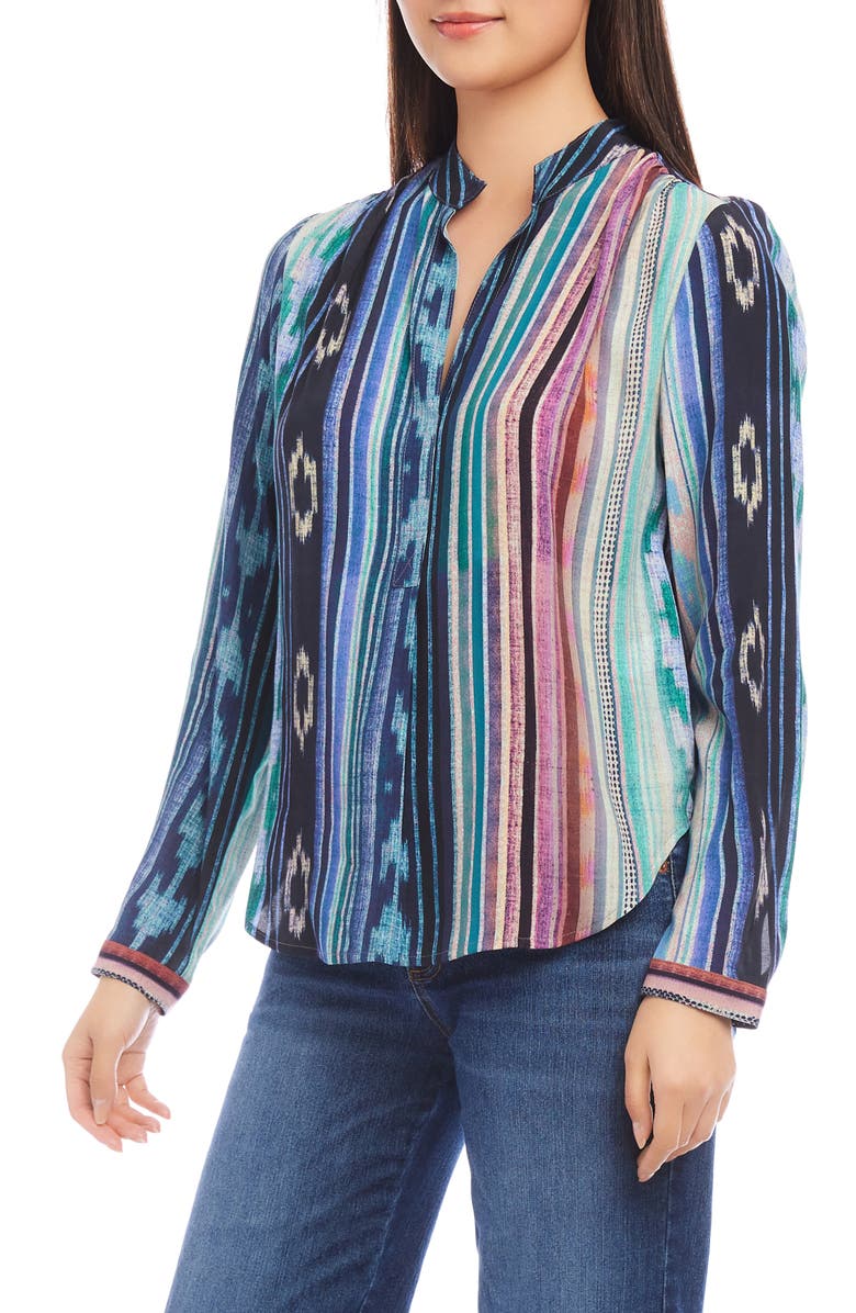Karen Kane Printed Split Neck Popover Top, Alternate, color, 