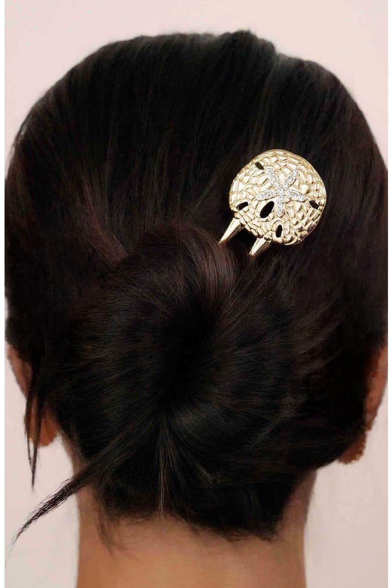 Sand Dollar Hair Pin, Alternate, color, GOLD