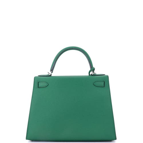 Pre-owned Hermes Hermes Kelly Handbag Green Epsom With Palladium Hardware 28 In Green