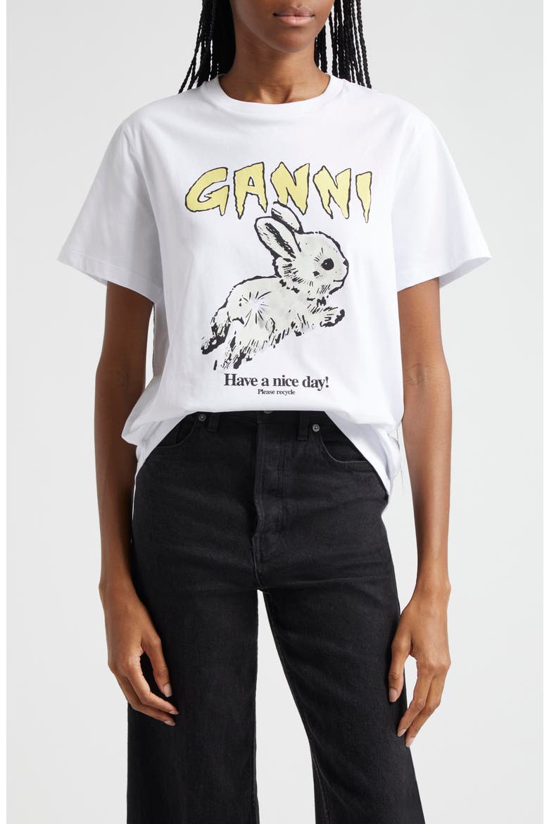 Bunny Organic Cotton Graphic T-Shirt, Main, color, BRIGHT WHITE
