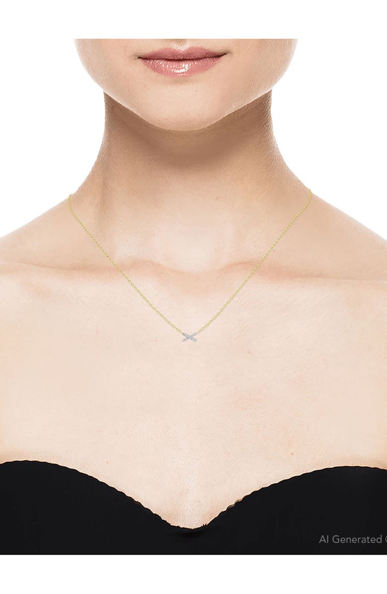 Bliss Diamond 1/5Ct TW Diamond X Cross Pendant Gold Women's Necklace 18" Lab Grown, Alternate, color, 