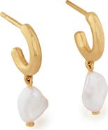 Monica Vinader Nura Keshi Pearl Huggie Hoop Earrings