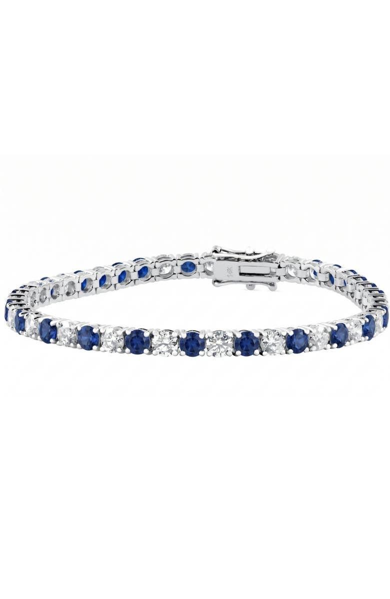 Bliss Diamond 11.50Ct Blue Sapphire & Diamond Tennis Bracelet 7" 14k Gold Lab Grown, Main, color, 14K White Gold