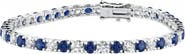 Bliss Diamond 11.50Ct Blue Sapphire & Diamond Tennis Bracelet 7" 14k Gold Lab Grown