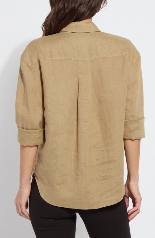 Lyssé Rose Roll Tab Linen Utility Shirt In Olive Tint