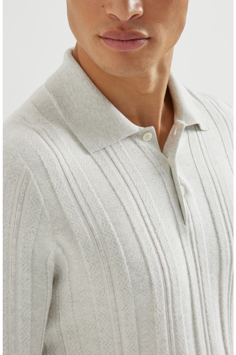 Jacquard knit polo shirt, Alternate, color, Fog