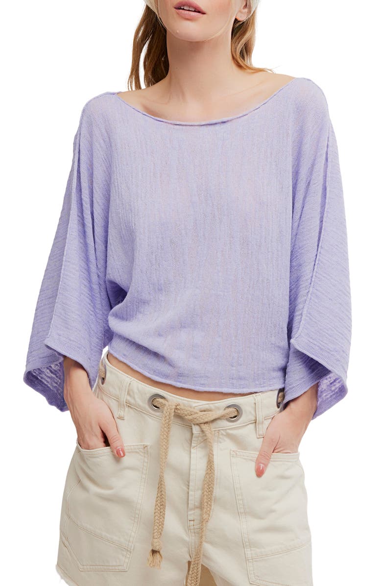 Free People Amber Breeze Linen Blend Sweater, Alternate, color, Violet Tune