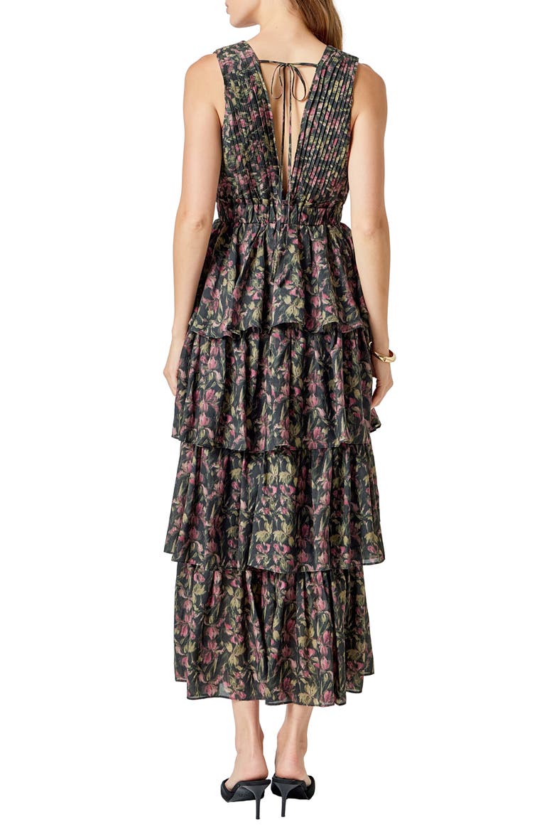 Tiered Floral Sleeveless Maxi Dress, Alternate, color, BLACK MULTI