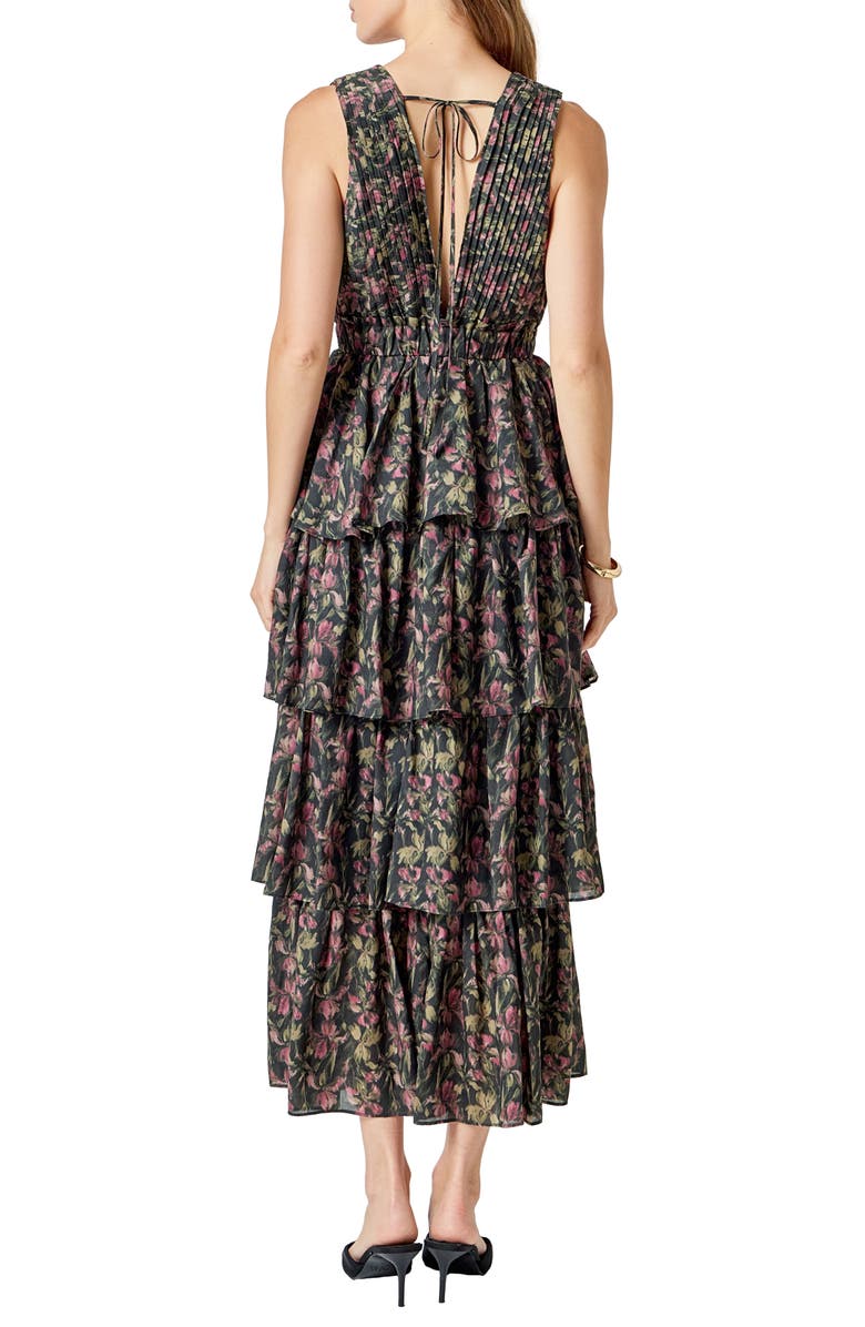 Endless Rose Tiered Floral Sleeveless Maxi Dress, Alternate, color, Black Multi