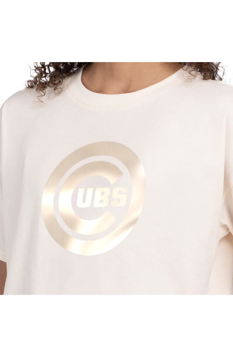 STARTER Women's Starter Cream Chicago Cubs Pastels Boxy Cropped T-Shirt, Alternate, color, Cream