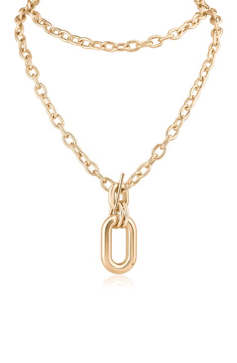 Oval Interlocking Link Pendant Necklace