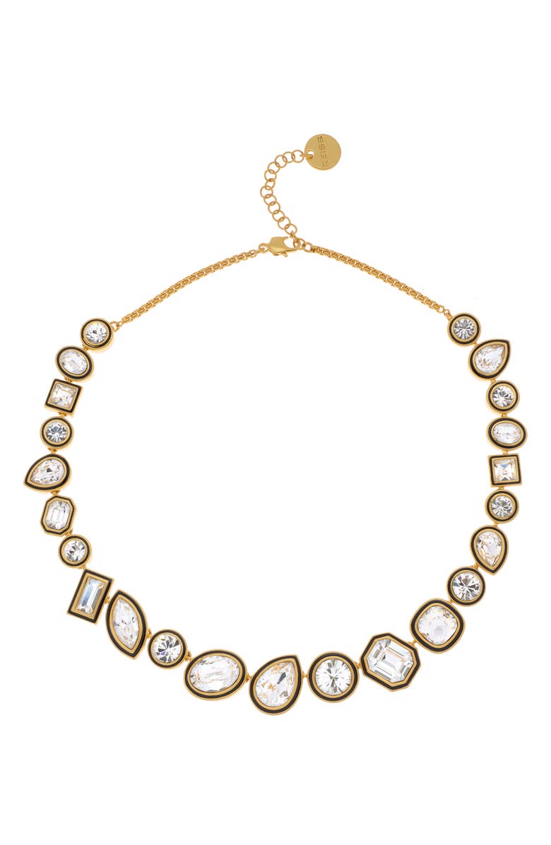 Reiss Cristiana Crystal Rock Enamel Chain Necklace, Alternate, color, Gold Tone / Clear / Black