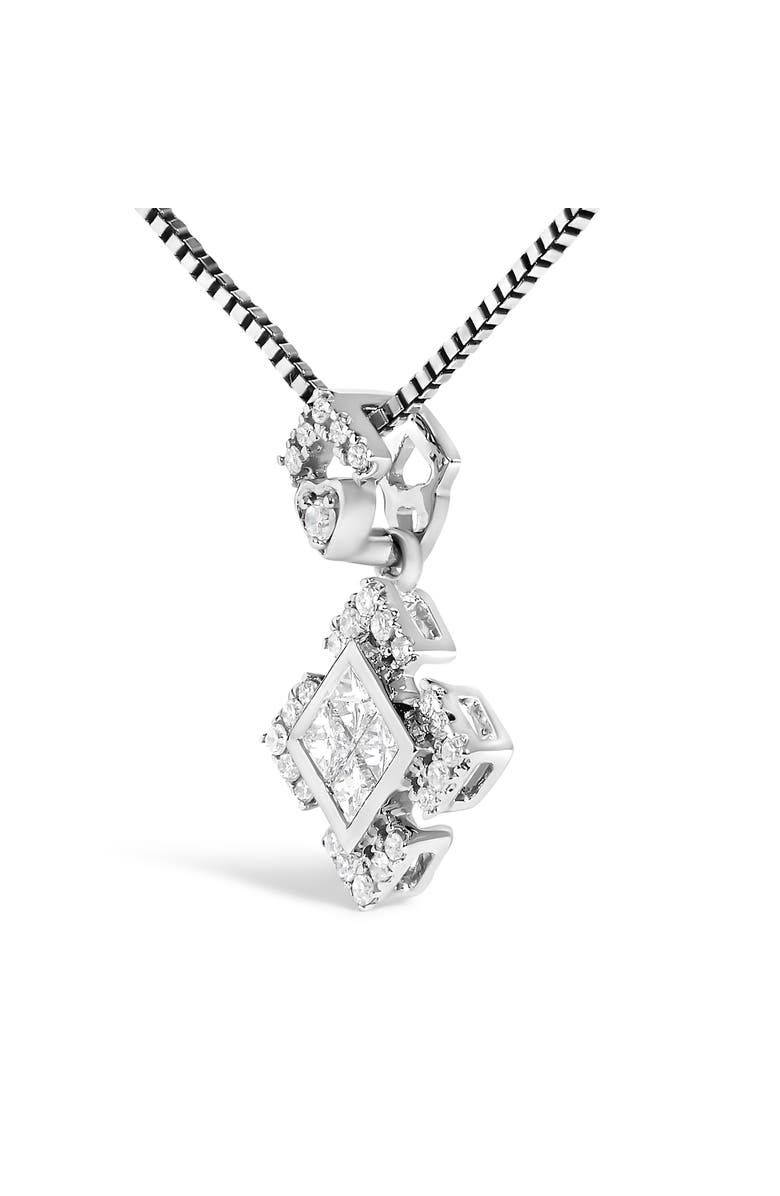 Haus of Brilliance 10K White Gold 1/5 Cttw Diamond Geometric Design Pendant Necklace, Alternate, color, White Gold
