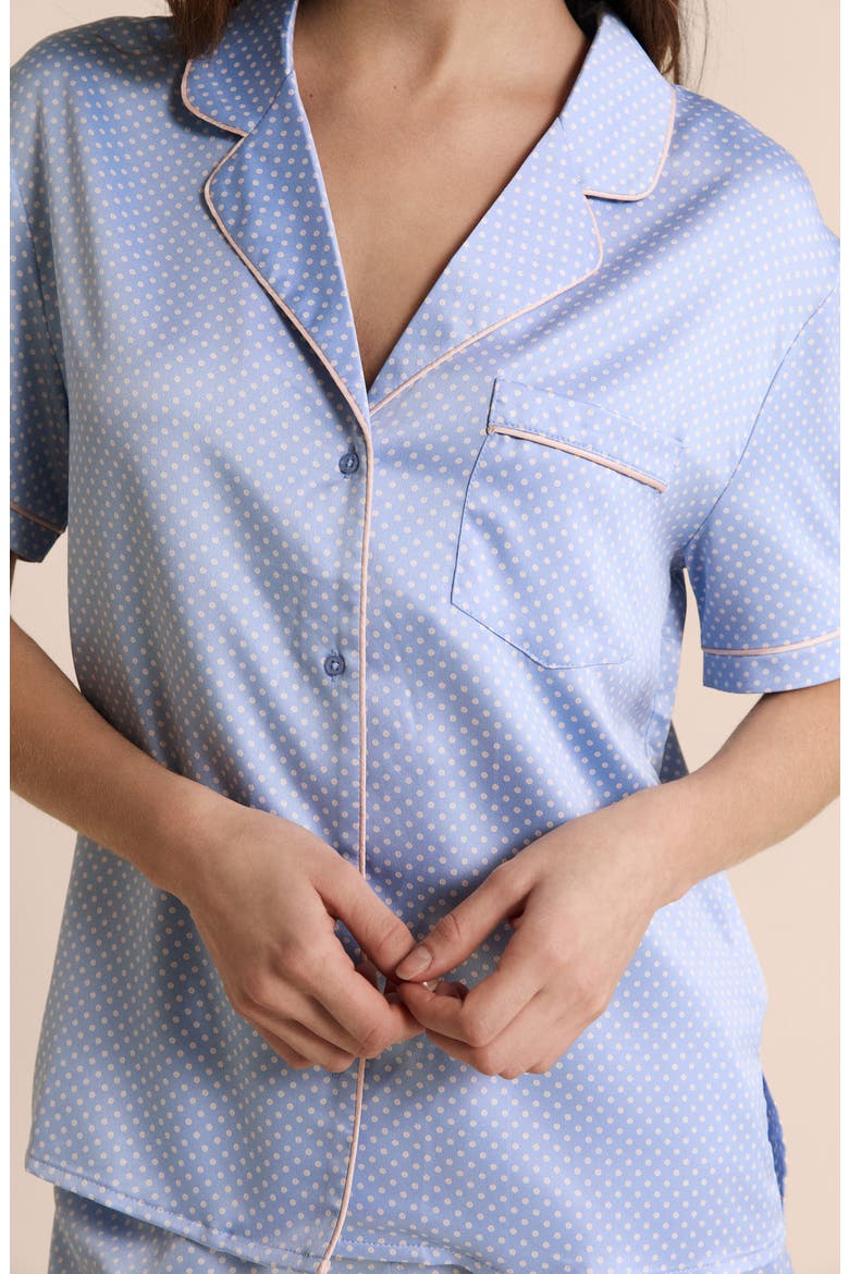 Abel Short Sleeve Chemise Button-Up Pajama Shirt, Alternate, color, PRINTED GREEN BLUE