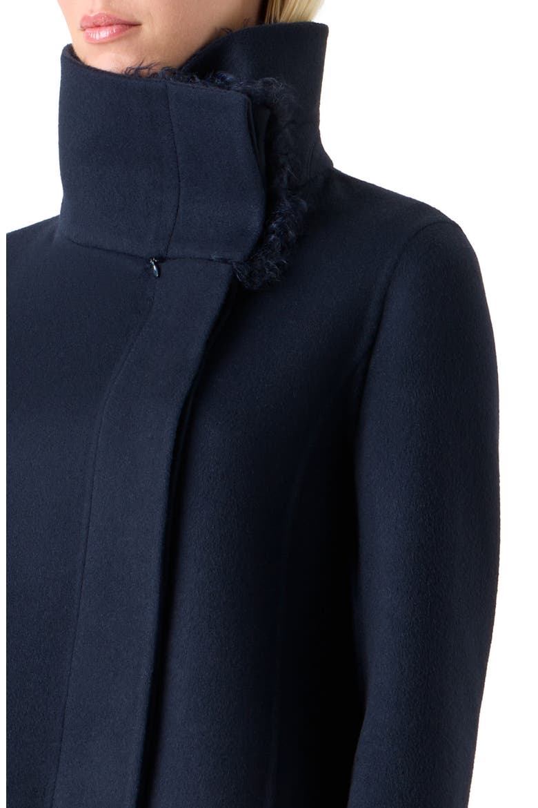 Edena Cashmere Crop Jacket with Genuine Shearling Collar, Alternate, color, NAVY