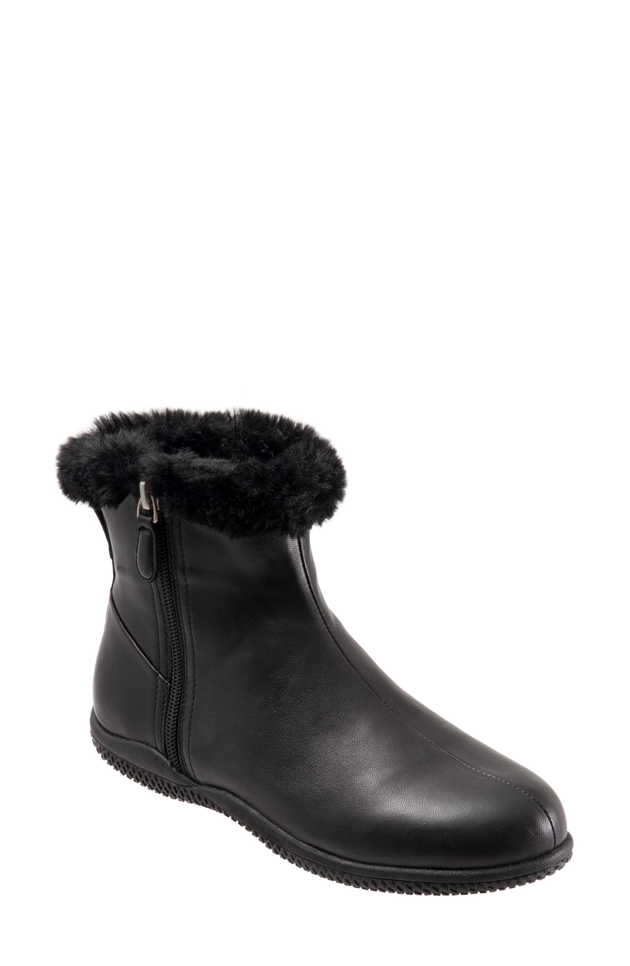 SoftWalk<sup>®</sup> Helena Faux Fur Bootie, Main, color, Black Leather