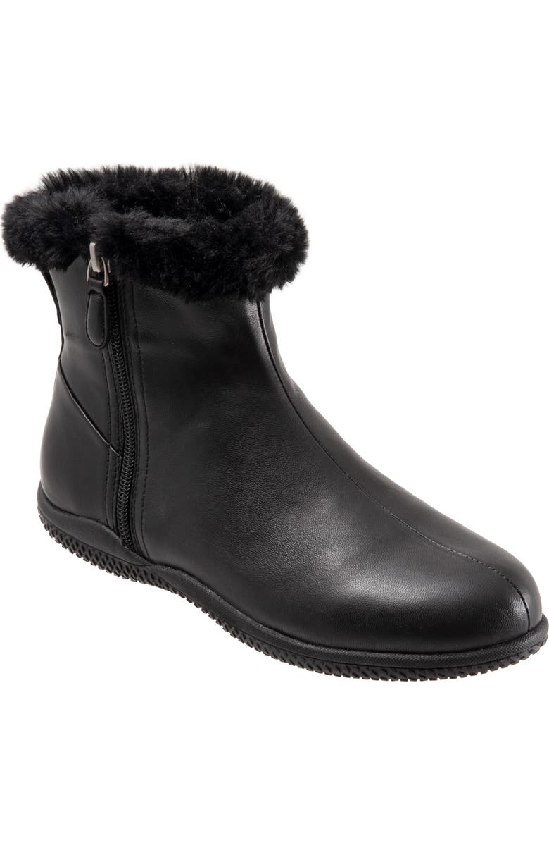 SoftWalk<sup>®</sup> Helena Faux Fur Bootie, Main, color, Black Leather