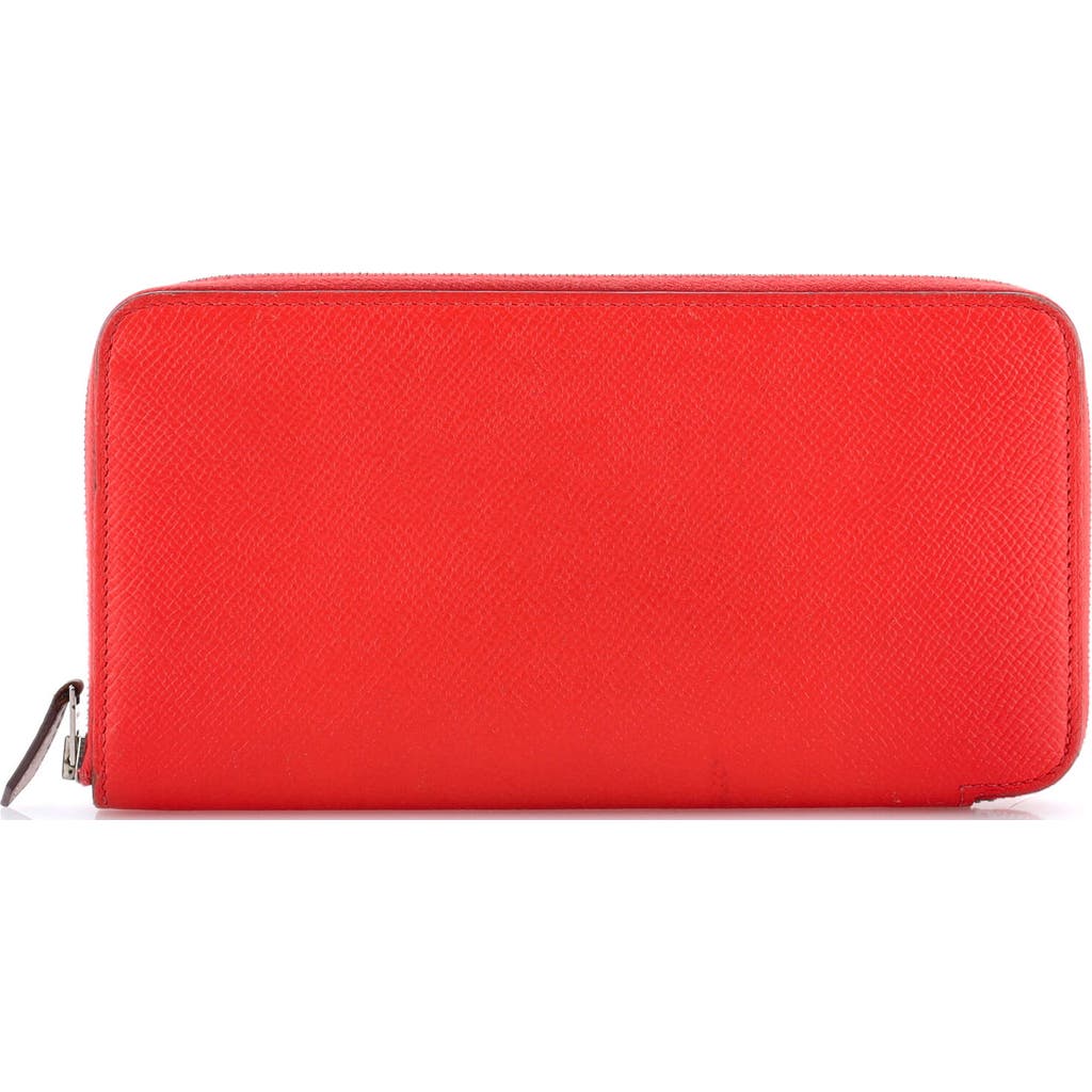 Pre-owned Hermes Hermes Azap Zip Around Wallet Silk'in Epsom Long In Red
