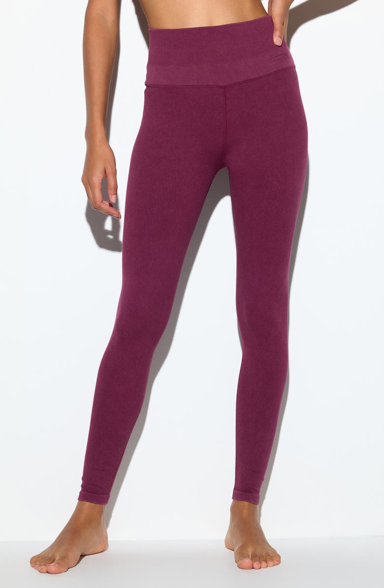 Spiritual Gangster Love Mineral Wash Rib Leggings, Alternate, color, Dark Dahlia