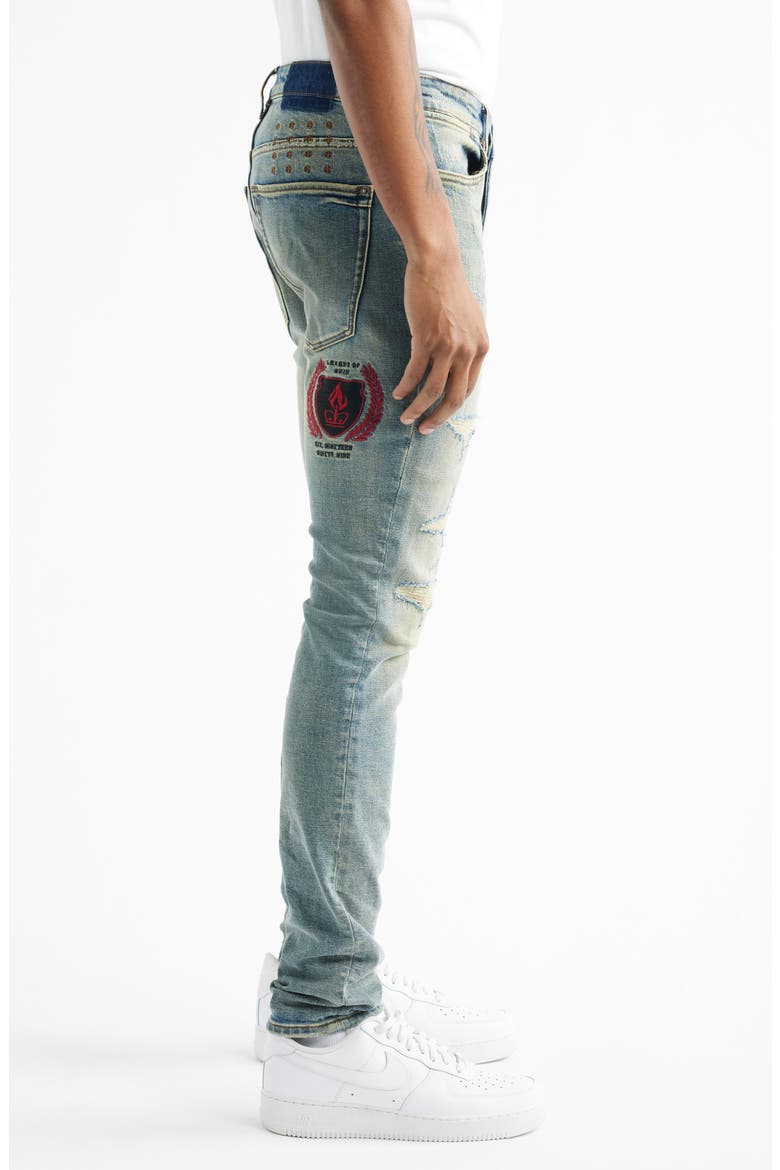 Van Winkle Bleu Monday Repair Skinny Jeans, Alternate, color, DENIM