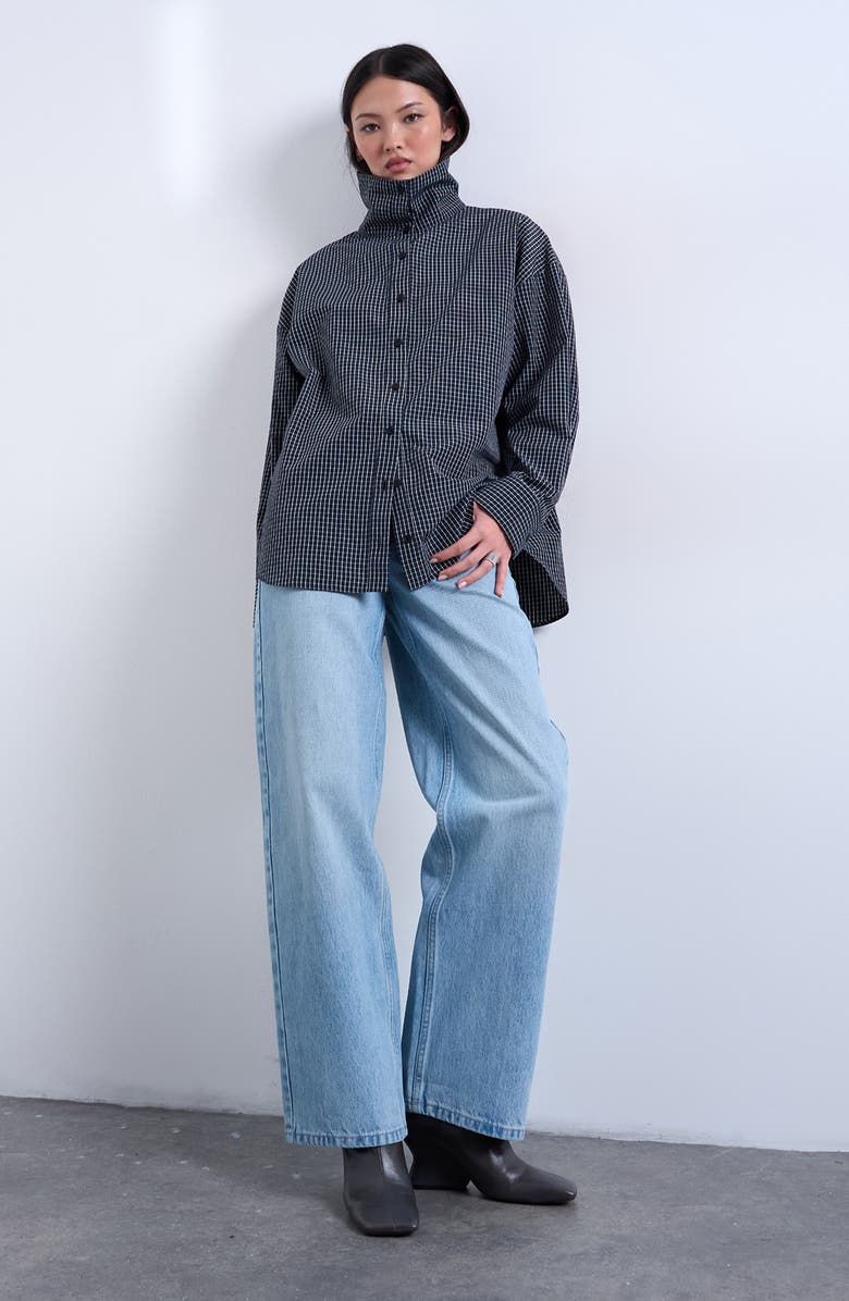 Topshop Cinch Low Rise Relaxed Jeans, Alternate, color, Lblue