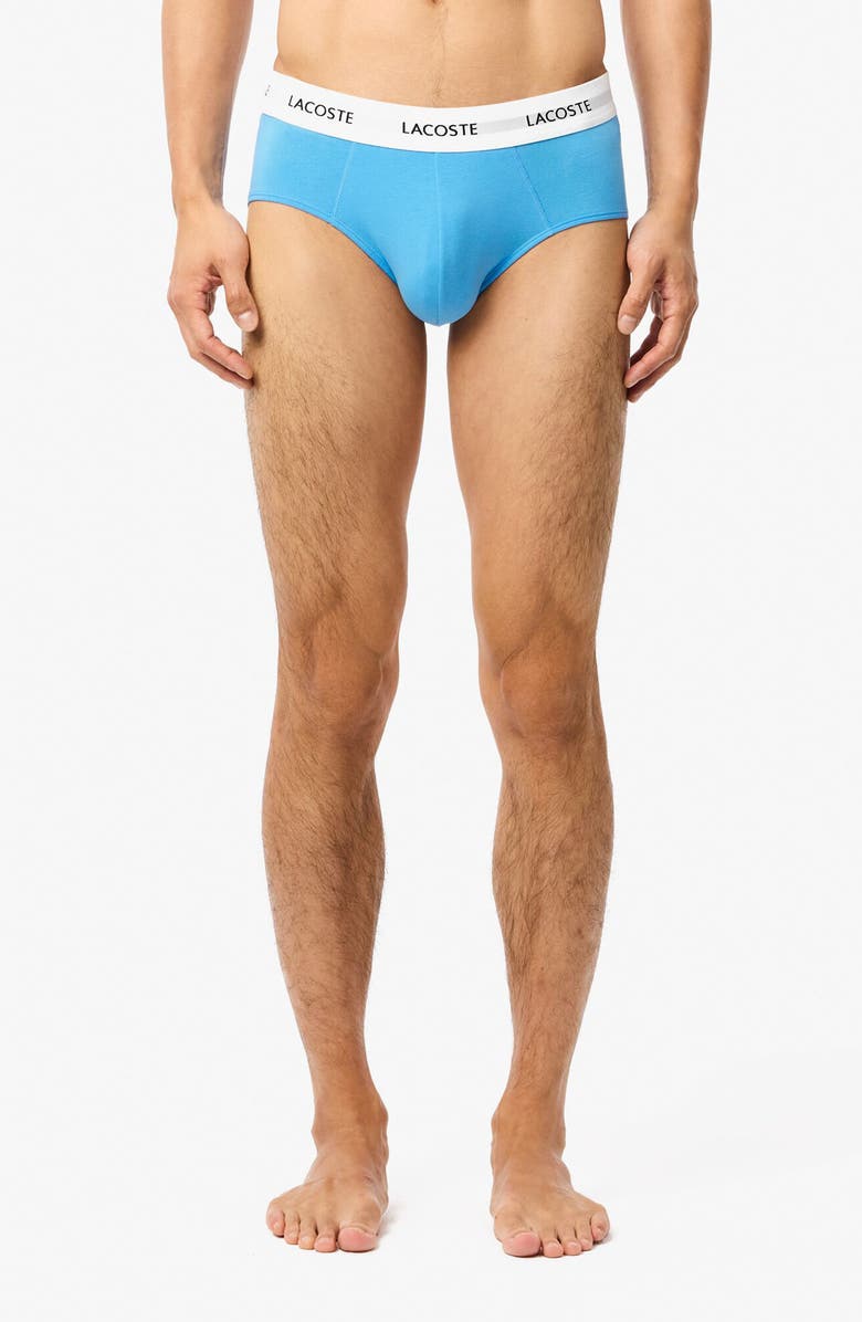 Lacoste Assorted 3-Pack Stretch Cotton Briefs, Alternate, color, Globe/ Argentine Blue-Navy