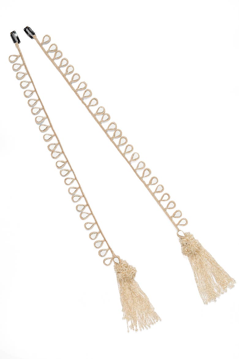 Mirror Tassel Gold Braid Chain - Set of 2, Alternate, color, Gold