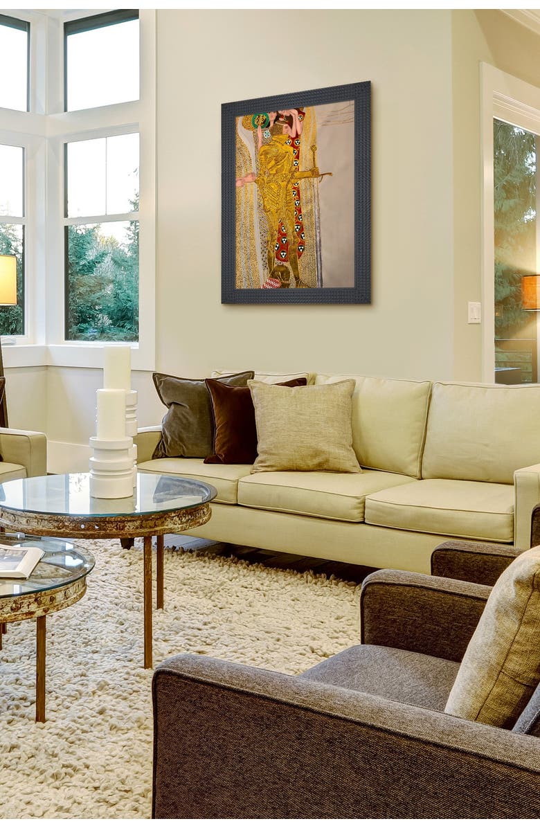 OVERSTOCK ART Beethoven Frieze, The Well-Armed Strong, Compassion and Ambition, 1902 (Luxury Line) - Framed Oil Reproduction of an Original Painting by Gustav Klimt, Alternate, color,