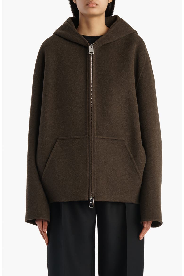 Dolem Double Face Wool Full Zip Hoodie, Main, color, ARMY MELANGE