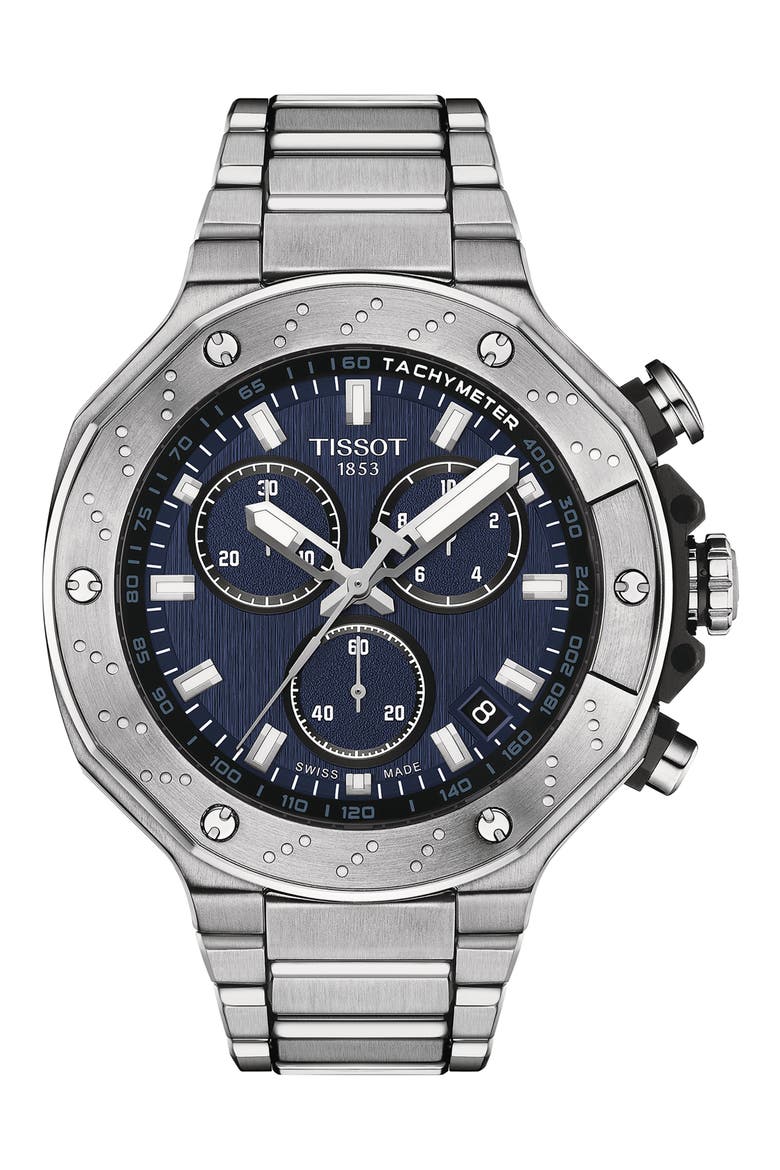 T-Race Chronograph Bracelet Watch, 45mm, Main, color, GREY