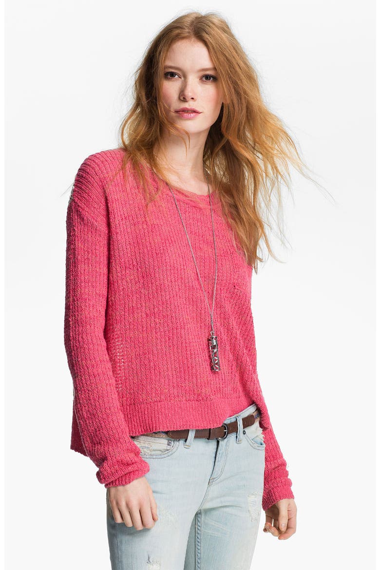 'Sweet Jane' Lace Back Sweater, Main, color, STRAWBERRY PATCH COMBO