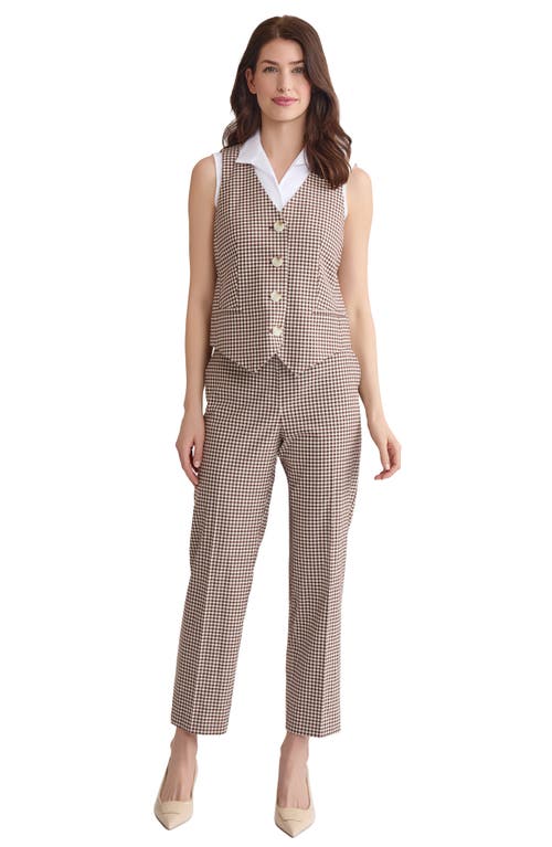 Jones New York Gingham Vest In Brown
