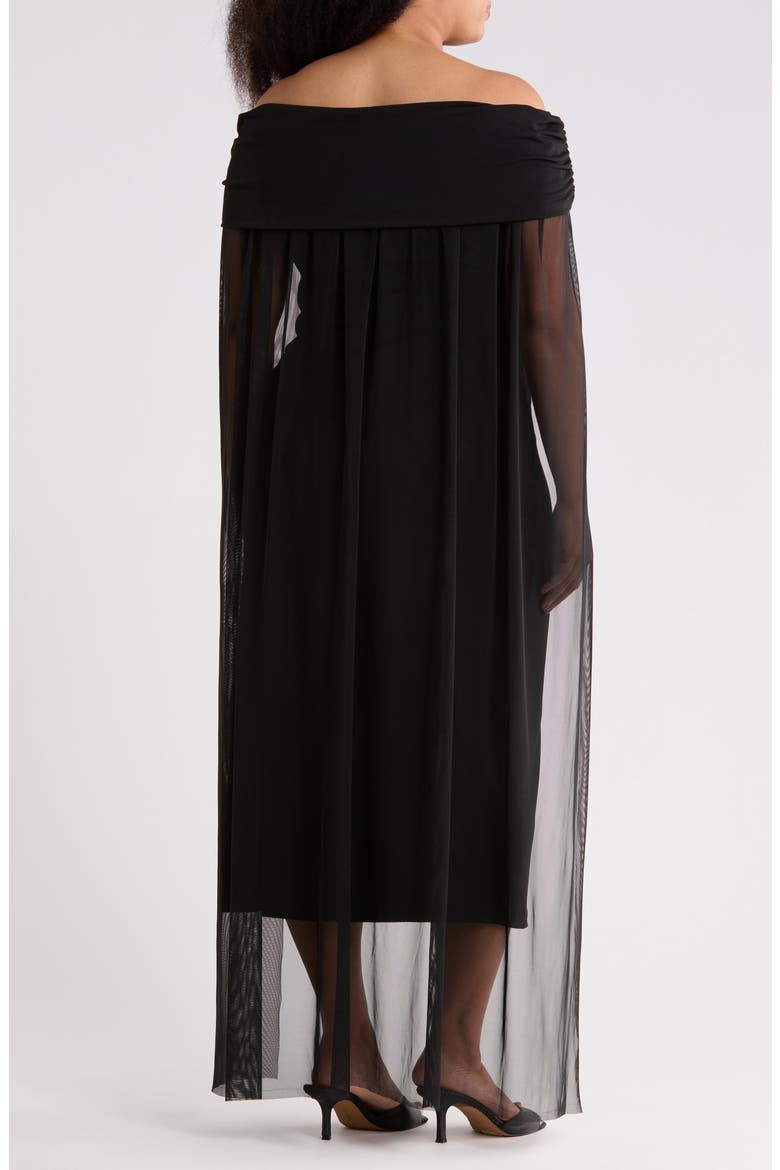 Waverly Off the Shoulder Cape Dress, Alternate, color, BLACK