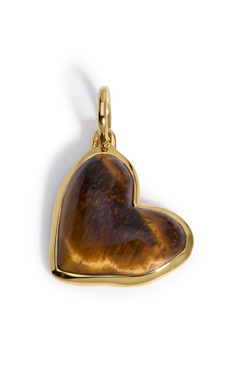 Monica Vinader Tiger's Eye Heart Pendant, Main, color, 18K Gold Vermeil / Tigers Eye